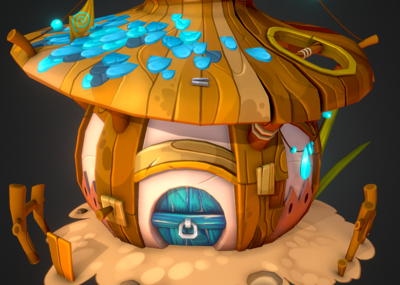 手绘 q版 卡通 女巫小屋 蘑菇屋 巫师木屋