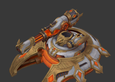 手绘q版 卡通 防御炮 塔台 火炮