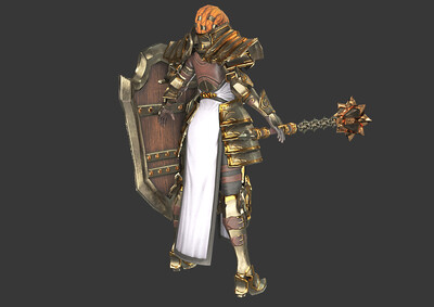 pbr次世代 女圣骑士 圣教军 女战士 牧师 近战士兵 人物设计 游戏职业