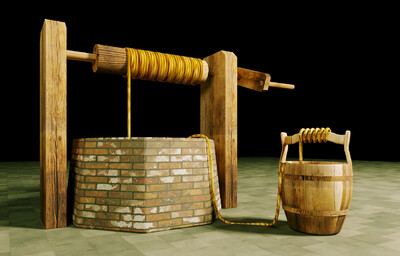 古井手摇老井水桶