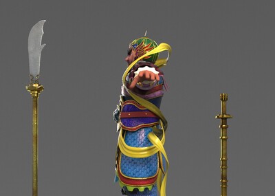门神门神带武器四大天王古代神话模型