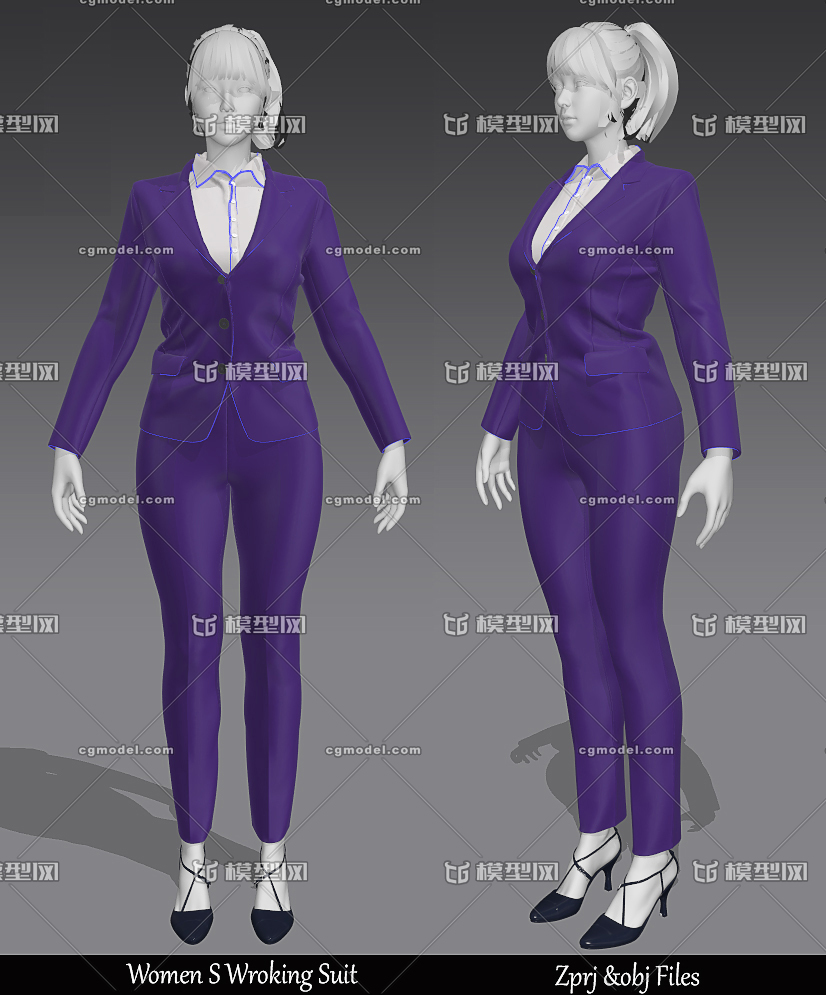 女性工作职业装制服marvelous Designer 版型工作服工装蓝色工装商务女性 Cg模型网 Cgmodel 三维设计师交流互动平台 专注多品类3d模型下载 原创作品分享 软件学习