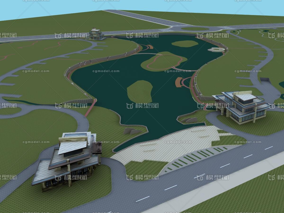 地形湖面会所别墅地形