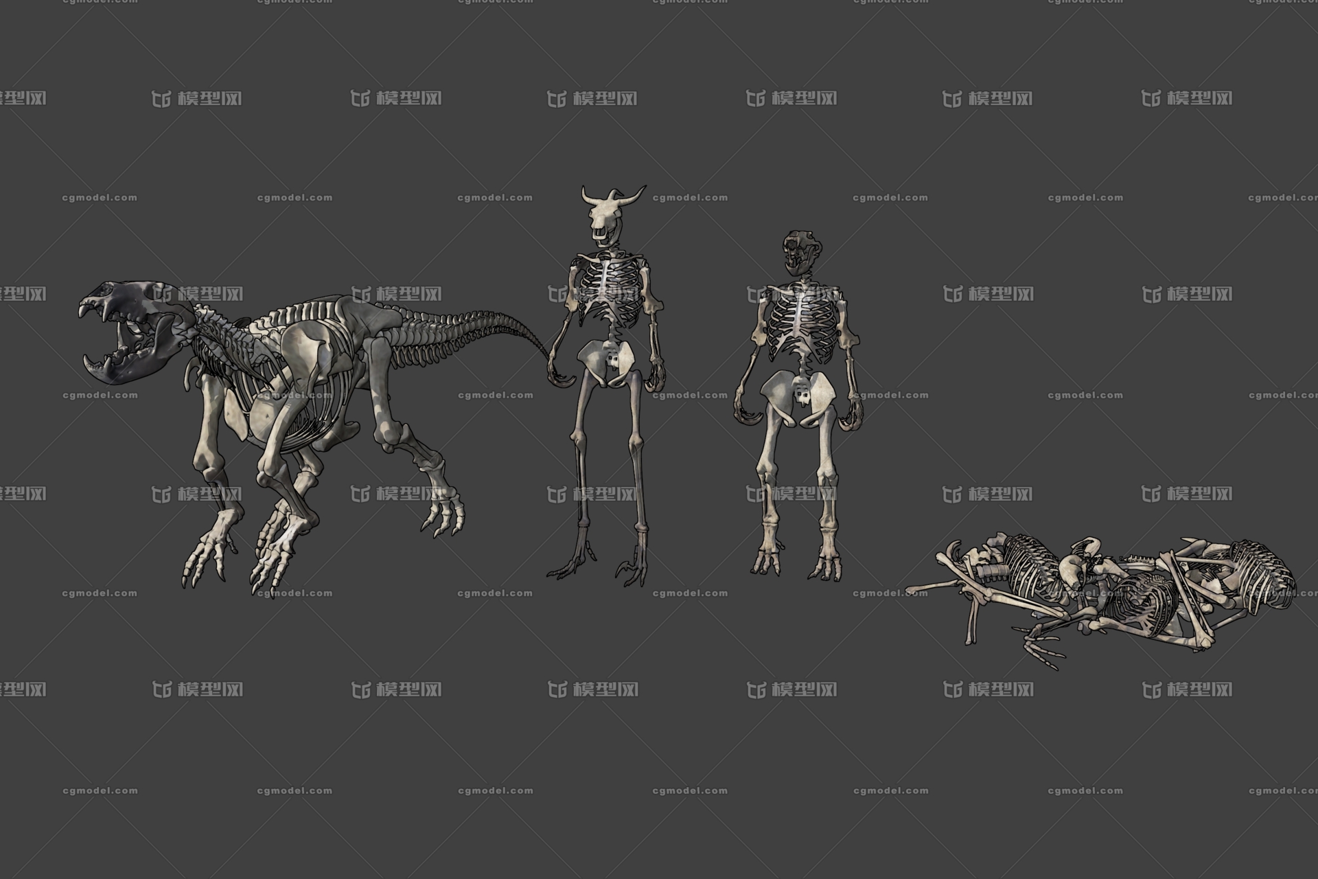 游戏场景 漫画场景 卡通场景 骨头 怪兽 怪兽骨头 文物 雕塑 雕像