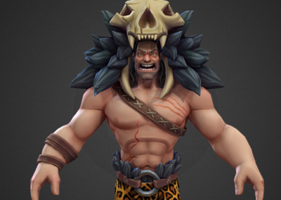 次时代卡通手绘野人战士部落酋长