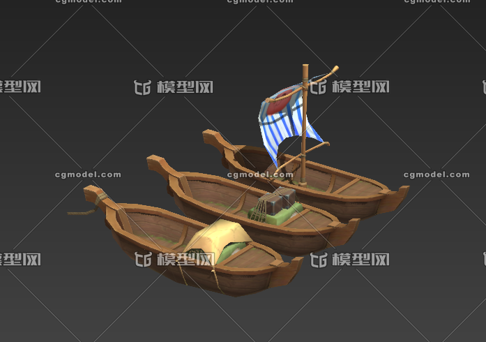 卡通船 手绘船模型-古代船/仿古船模型库-3ds Max(.max)模型下载-cg模型网