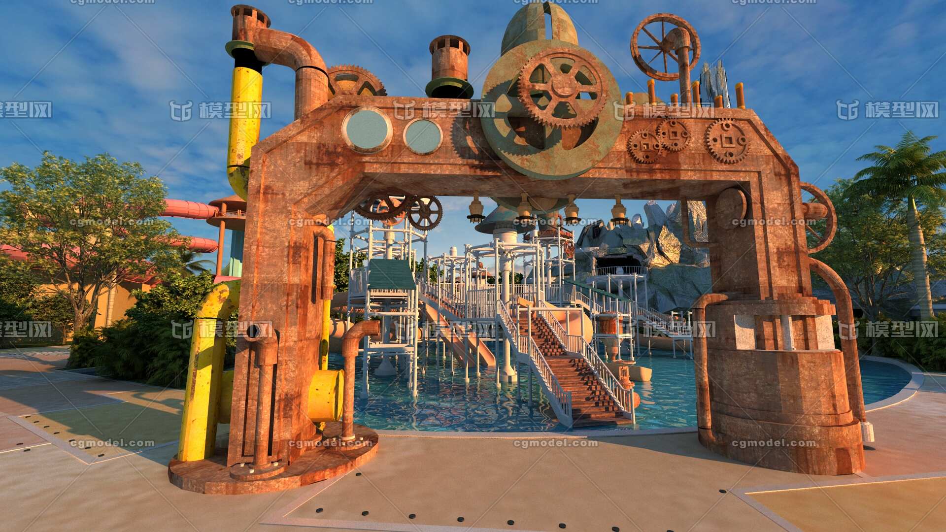 机械工业感水上乐园儿童戏水池