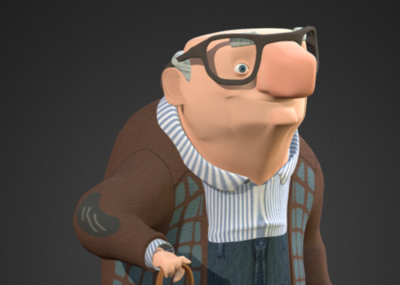 次时代 卡通 q版 老头 老人 拐杖