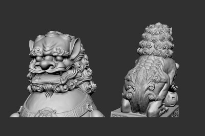 石狮子 中国 传统 石狮 铜狮 _孙鹏cg作品_雕塑/文物动物雕塑_cg模型