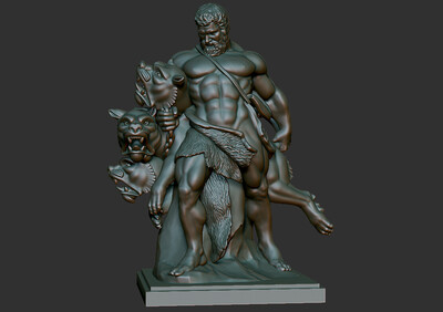 西方雕塑模型 与三头犬搏斗的大力神 赫拉克勒斯(3d打印模型)