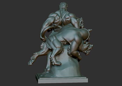 西方雕塑模型 与三头犬搏斗的大力神 赫拉克勒斯(3d打印模型)