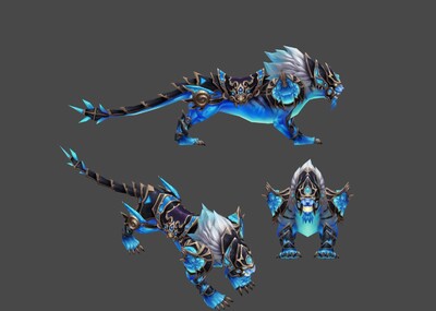 冰晶 水晶 幽冥虎 蓝虎 蓝狮 坐骑 神兽 手绘低模