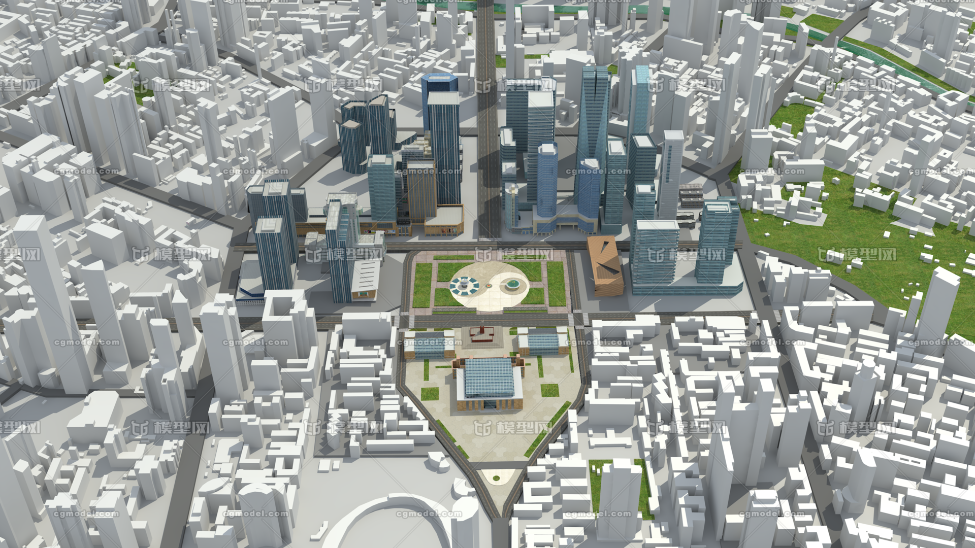 四川成都市三维模型天府广场