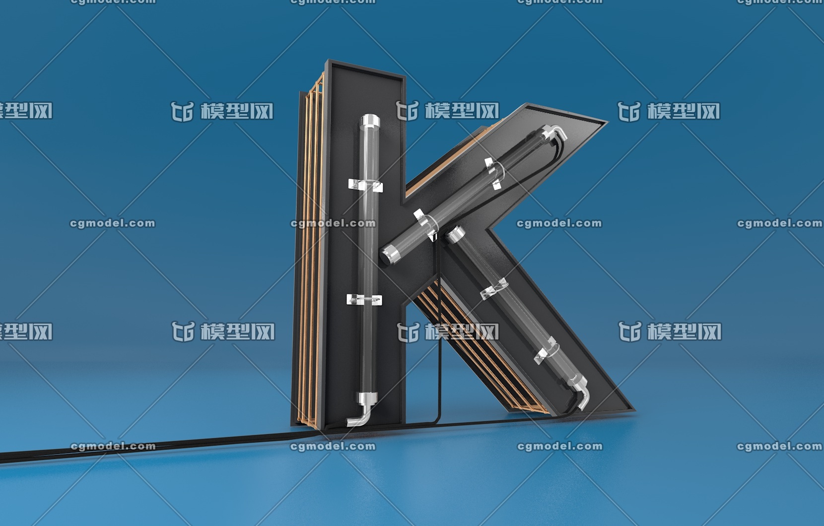 霓虹灯字母k,机械字母k,科技字母,大写字母,字母,金属字母,英文字母