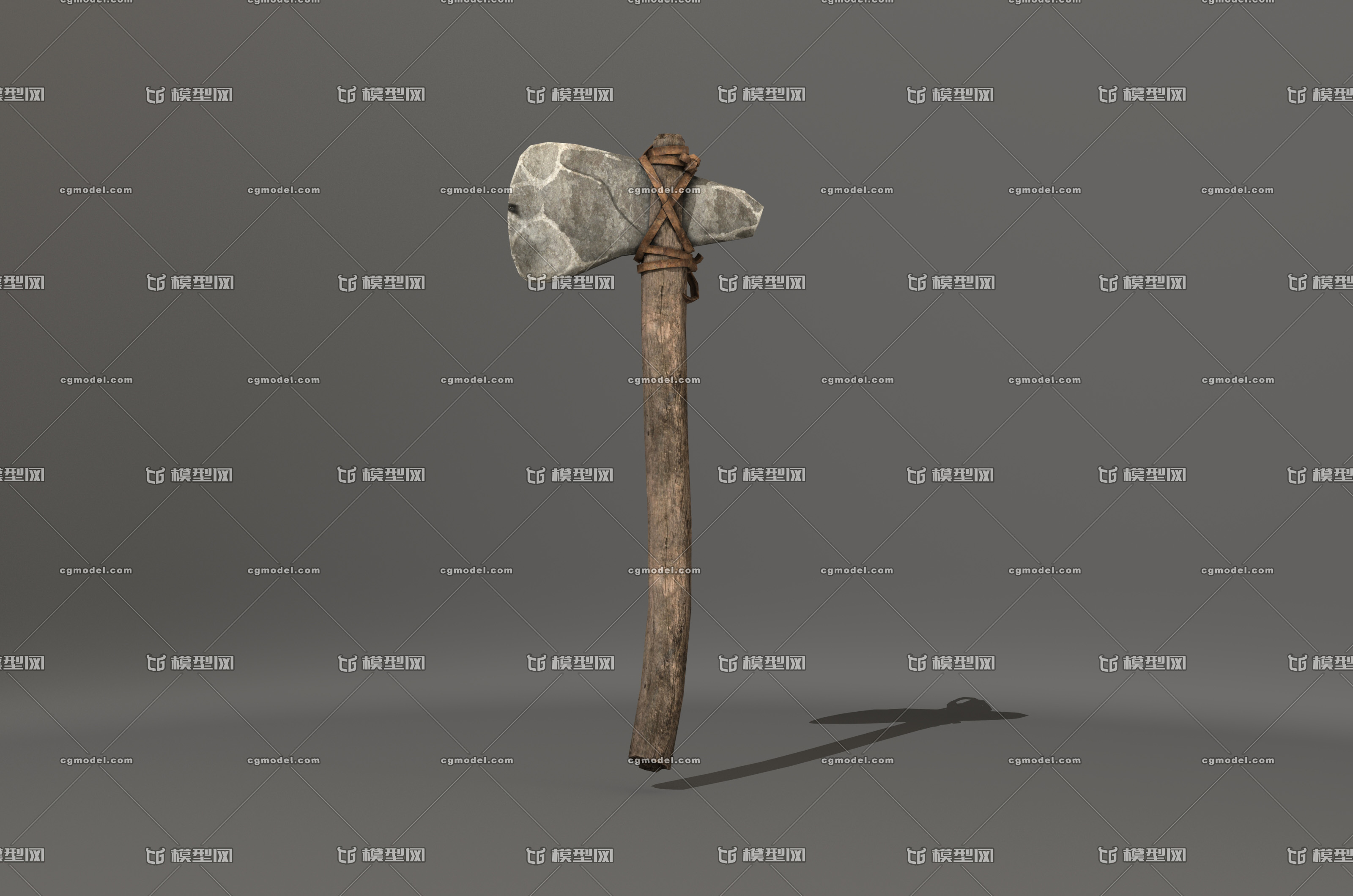 写实原始斧头 石器时代 石头斧 刀耕火种 原始人工具