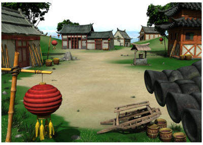 古代卡通场景 小村落 卡通街道_娜小样作品_场景古代场景_cg模型网