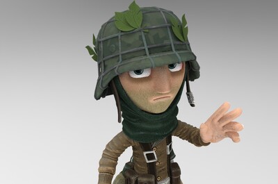 精细pbr卡通 二战德国 国防军士兵 机枪兵  掷弹兵 步兵 卡通士兵