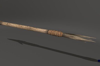 写实鱼骨长矛 石器时代 鱼叉 骨矛 原始_么么小水滴作品_武器冷兵器