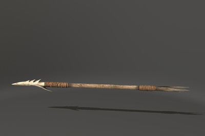 写实鱼骨长矛 石器时代 鱼叉 骨矛 原始_么么小水滴作品_武器冷兵器