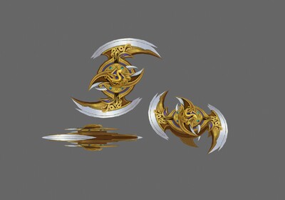 飞轮 金轮 金钱豹 飞刀 飞盘 双镰刀 武器 法器 法宝 手绘低模