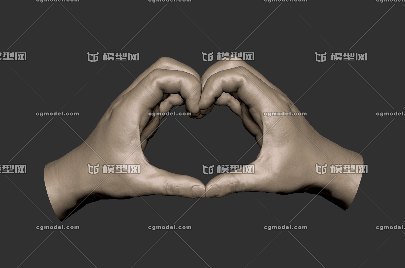 418 比心 手势 爱心 心形 手 手指 女性 stl 手办 3d扫描 3d打印 雕像