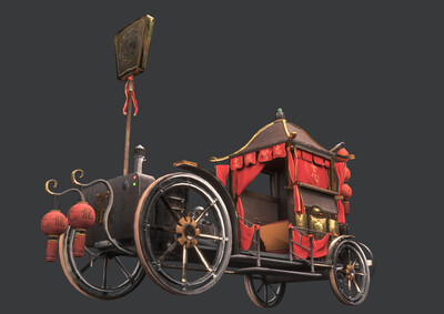 pbr次世代 古代汽车 古董车 清代车 马车 蒸汽幻想汽车 玄幻汽车