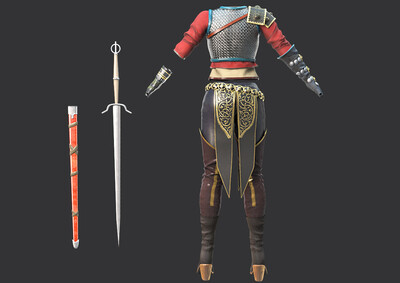 pbr次世代 女战士盔甲 女性铠甲 轻甲 女盗贼 女刺客 古代盔甲 护甲