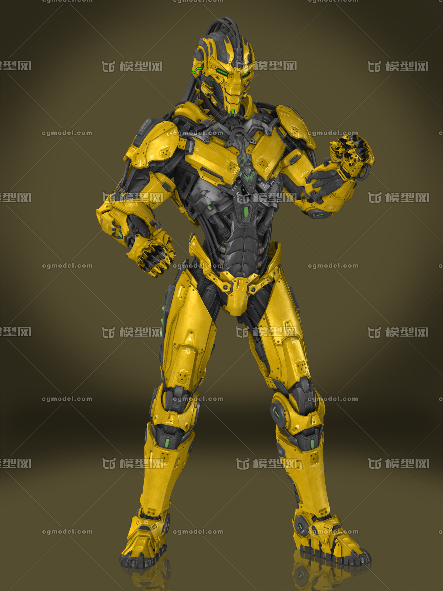 次世代游戏科幻机甲机器人高模带骨骼蒙皮