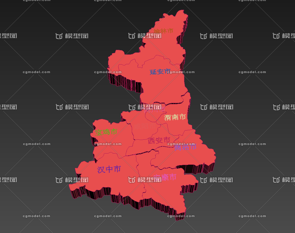 陝西省 地圖板塊 三維地圖板塊 省份模型