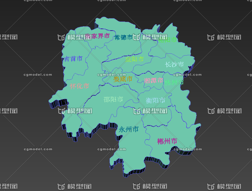 湖南省 地圖板塊 三維地圖板塊 省份模型