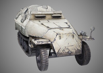 pbr 二戰德國sdkfz71半履帶牽引_c5銀河作品_車輛裝甲車/坦克_cg模型