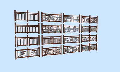 古建 木質 木製 仿古 護欄 圍欄