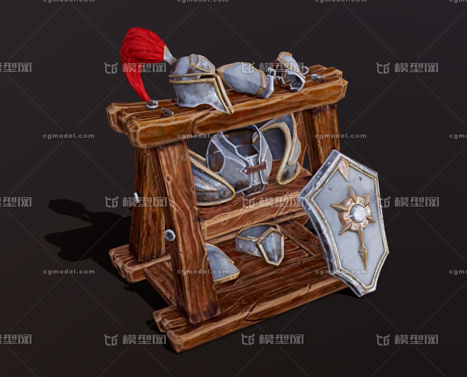 次世代 pbr 欧洲中世纪盔甲 护具 盔甲 盾牌 护具架 头盔