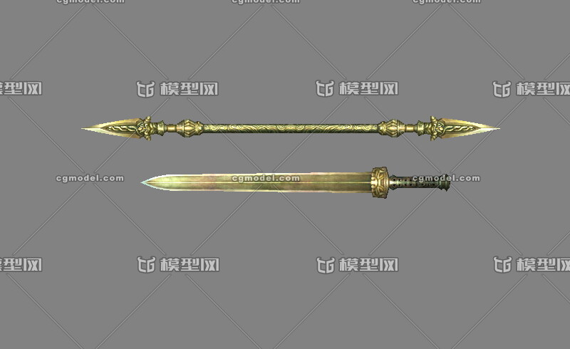 青铜武器青铜剑双头尖刺尖枪