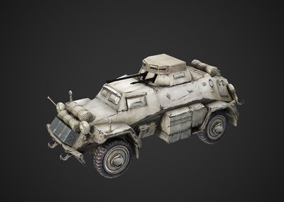 三种涂装 pbr二战德国sdkfz221装甲侦察车 轮式装甲车