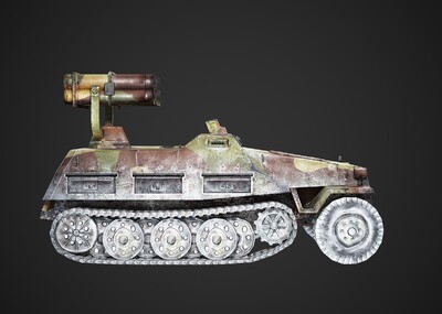 三种涂装pbr二战德国42型自行火箭炮 sdkfz4 装甲车 半履带战车