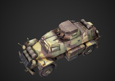 三种涂装 pbr二战德国sdkfz221装甲侦察车 轮式装甲车