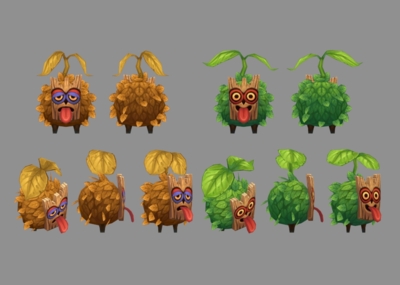 q版 树球 草球 树精 草精 可爱风 妖怪 怪物 宠物 手绘低模￥30 max