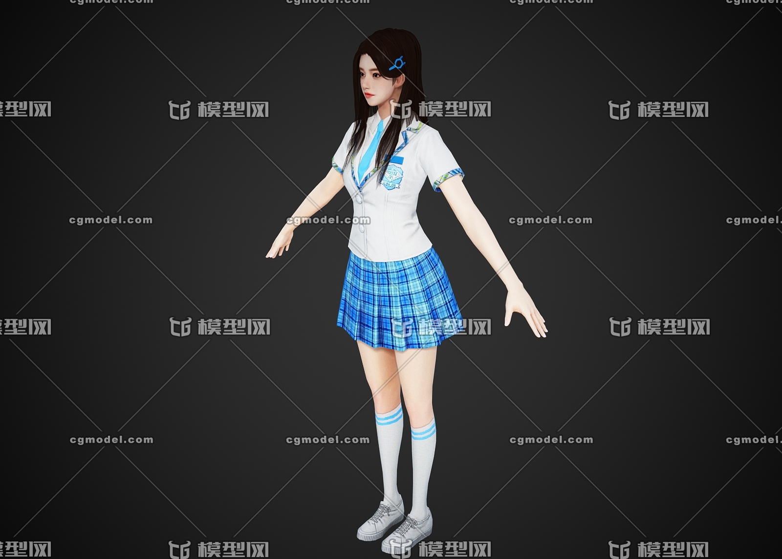 Pbr美女校服女孩美人小姐姐御姐jk制服 韩风高挑身材少女高中生 Cg模型网 Cgmodel 三维设计师交流互动平台 专注多品类3d模型下载 原创作品分享 软件学习