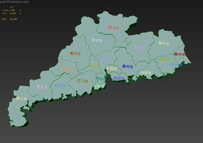 廣東省 地圖板塊 三維地圖板塊 省份模型