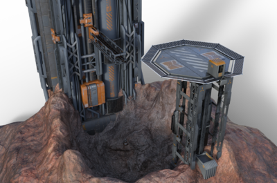 塔吊 停机坪 外星基地 外星 殖民星球 金属城市 飞船入口 科幻 未来