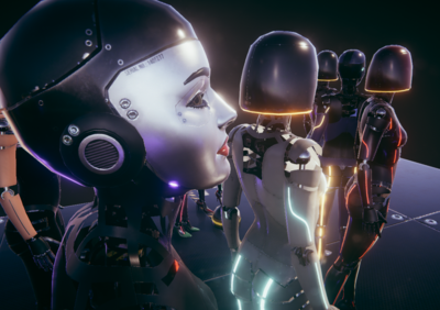 次世代 pbr 赛博朋克 机械女孩 写实 科幻角色 女性 短发 机器人 8k