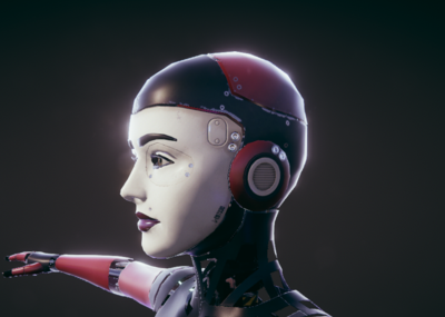 次世代 pbr 赛博朋克 机械女孩 写实 科幻角色 女性 短发 机器人 8k