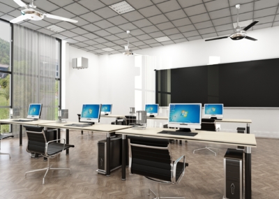 学校电脑机房 微机室 成品_九块腹肌谢先生作品_工装办公空间_cg模型