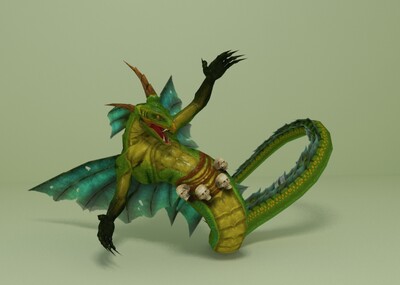 蛇妖 蛇精 蛇怪 飞蛇 蛟 带绑定 带动画 max2014 fbx