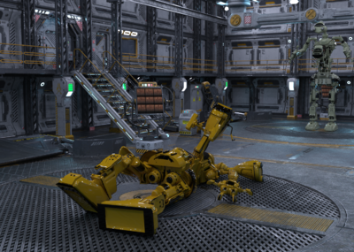 科幻维修厂 写实车间 机器工厂 蒸汽朋克 机器人