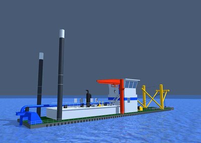 清淤挖泥船 挖泥船 船 吸泥船 施工船 海面作業船 動畫