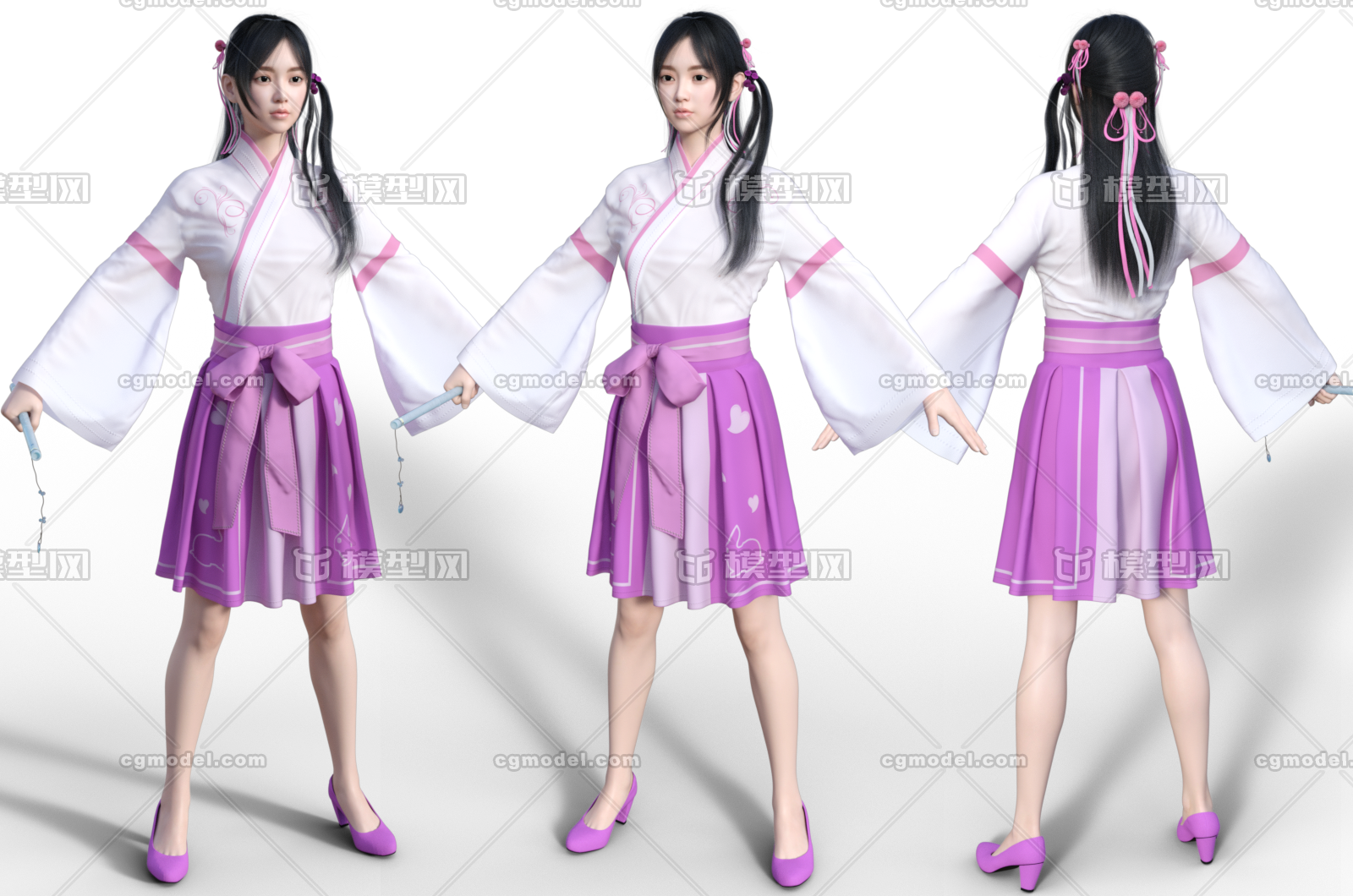 古风 古装美女模型-女人模型库-Maya(.ma/.mb)模型下载-cg模型网