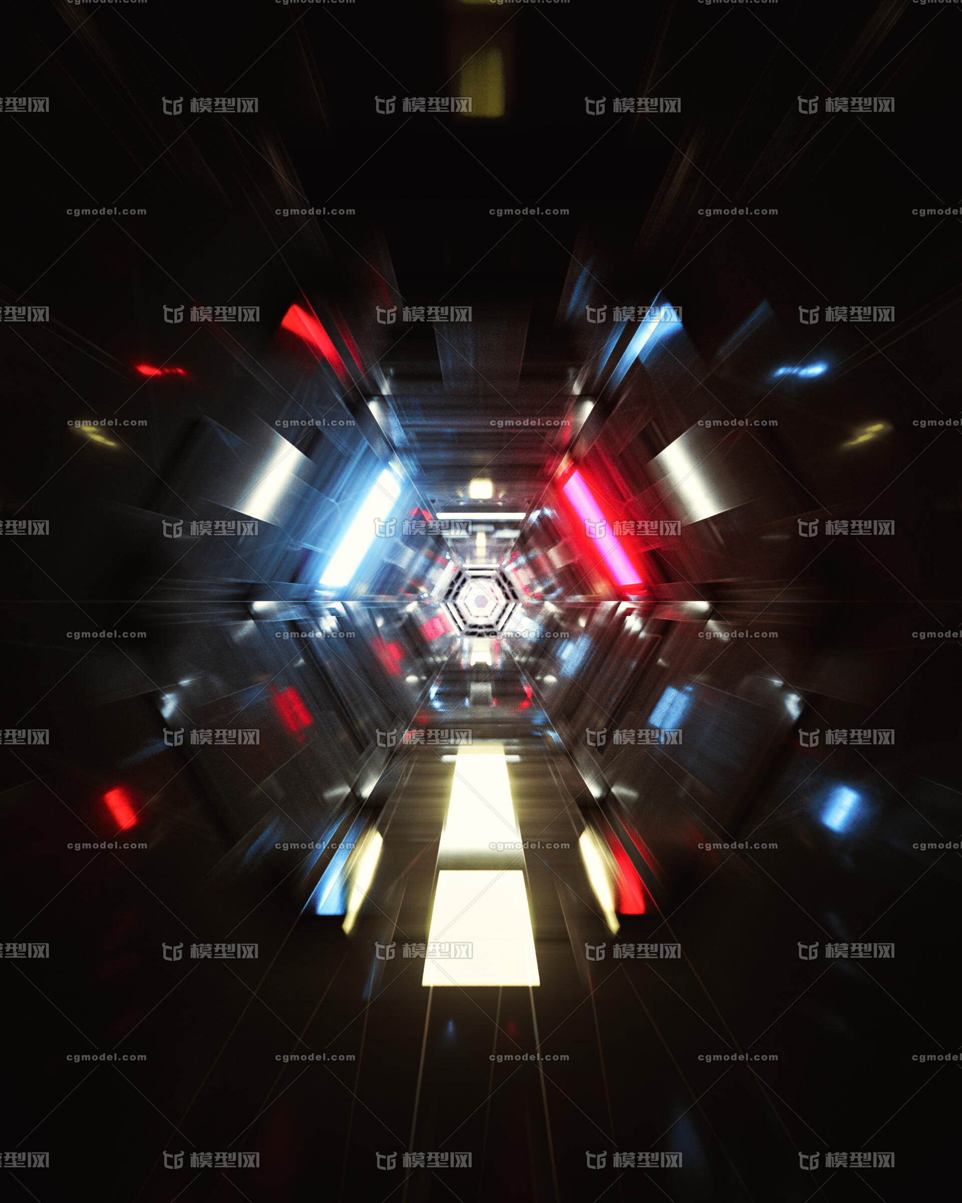 C4D暗黑科幻隧道场景模型-科幻场景模型库-Cinema 4D(.c4d)模型下载-cg模型网