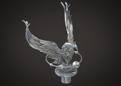 银质凤凰,银凤凰,装饰品,朱雀摆件,凤凰_qq123qq作品_雕塑/文物神话雕